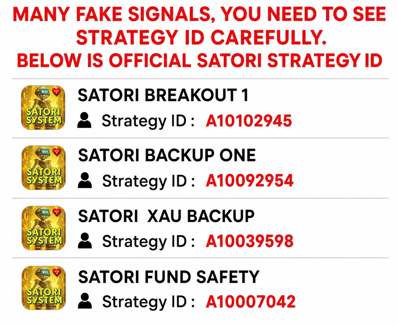 Please check strategy ID carefully before you copy Satori System